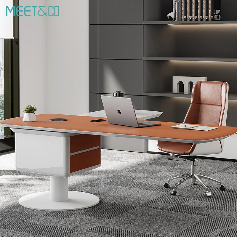 High-End Modern Rotating Executive Desk Wooden Fashion Office Furniture Modular Extendable Convertible Revolving For Boss/CEO