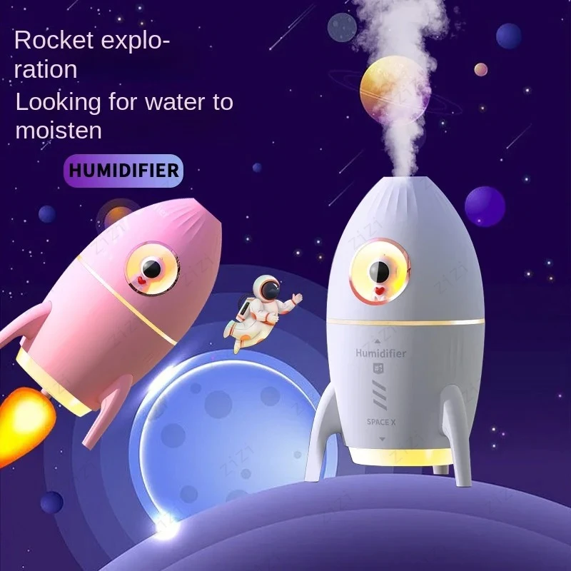 

Portable Rocket Shaped Humidifier USB Indoor Cartoon Heavy Fog Humidifier Silent Night Light Nano Atomization Humidifier