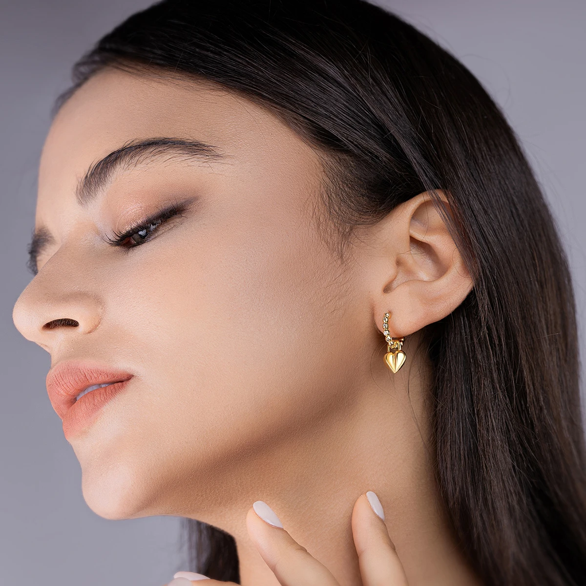 أقراط متدلية على شكل قلب مطلية بالذهب عيار 18 قيراط من JIUZUAN، فضة عيار 925 مع مويسانيتي، تصميم طوق مطرز - مجوهرات هدايا رومانسية للنساء