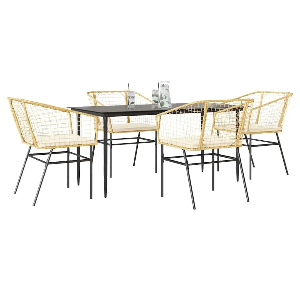

Brown Poly Rattan Patio Dining Set Medium Size Removable Covers Outdoor Furniture Elegant Design