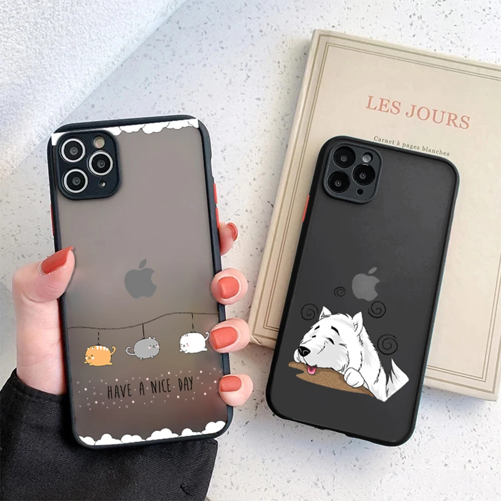 

Transparent Hard Back Case for IPhone 14 13 12 11 ProMax Mini Plus Cover for IPhone XR XS Max 7 8 SE 2022 Cute Cat Dog Coque