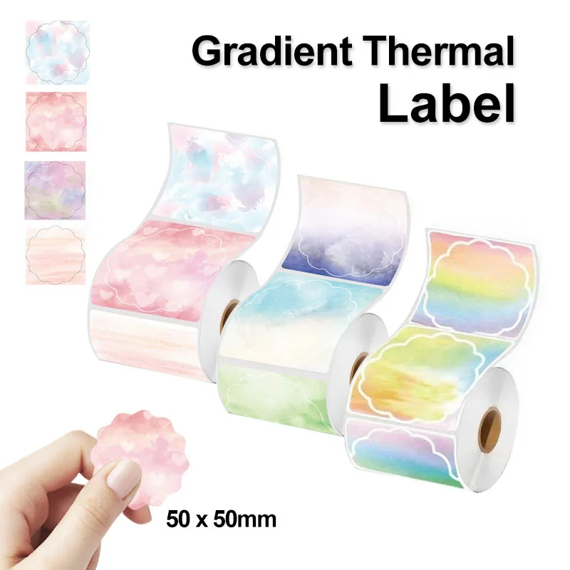 لفة ملصقات مستديرة ذاتية اللصق متدرجة ملصقات حرارية قابلة للطباعة ورق ملون لتغليف الهدايا ختم شكرًا بطاقة سعر الاسم
