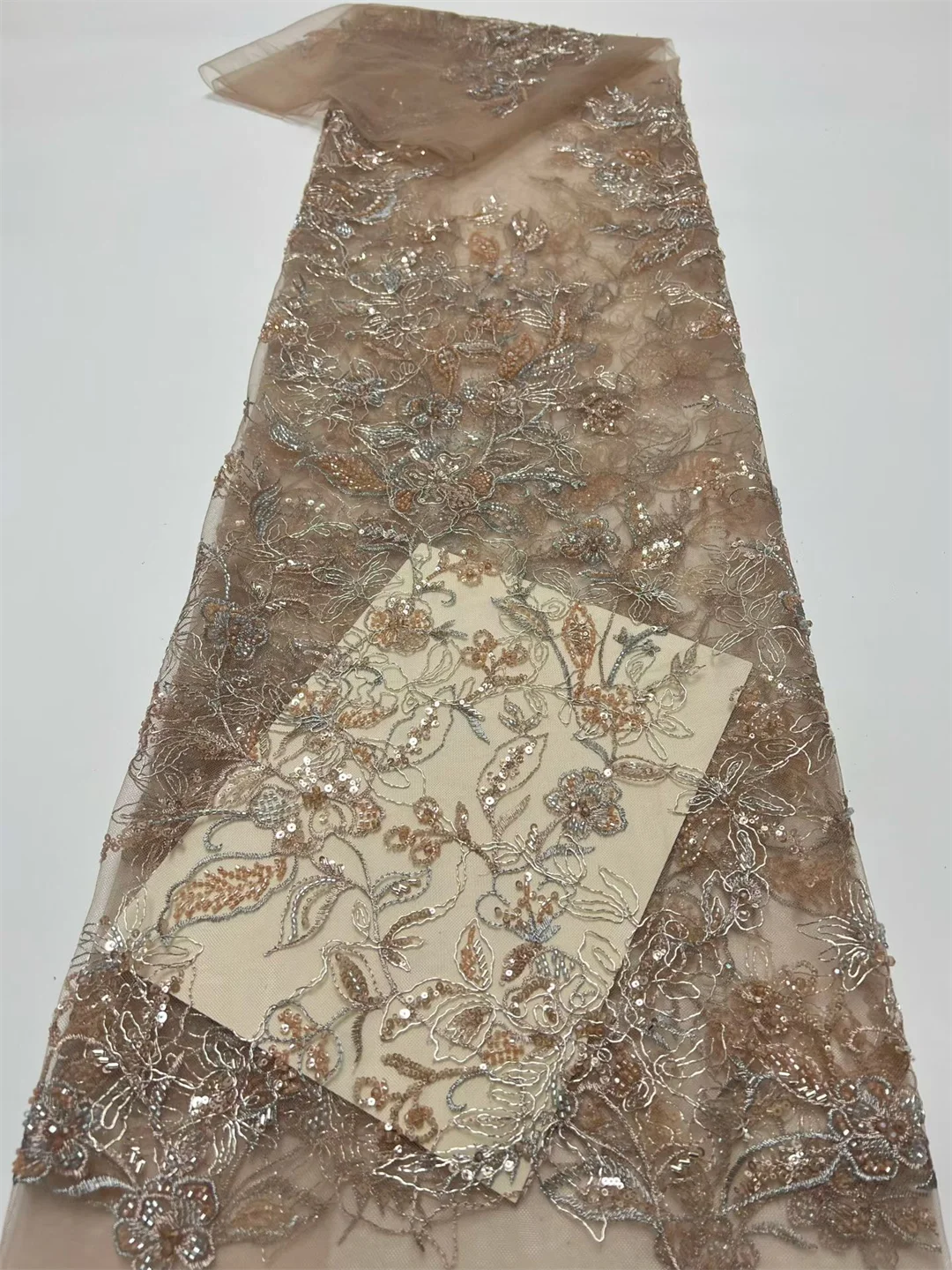 

Nigerian Beaded Embroidery Lace 2026 High Quality French Net Sequins Tulle African Lace Fabric for Luxury Wedding Party