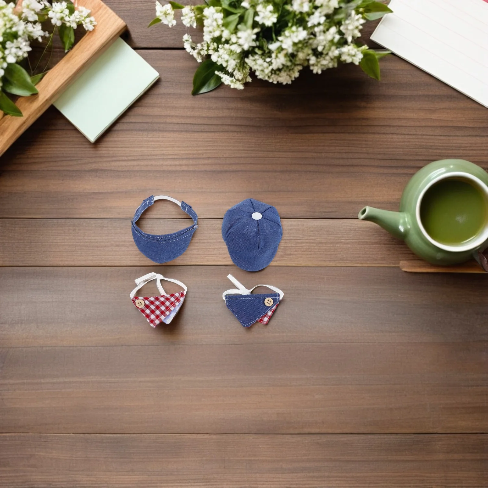 12 قطعة إكسسوارات الملابس 10 سنتيمتر قبعات بيريه صغيرة الأوشحة الثلاثية الزي مجموعة لالتقاط صور الحفلات-قبعات أطفال بنات