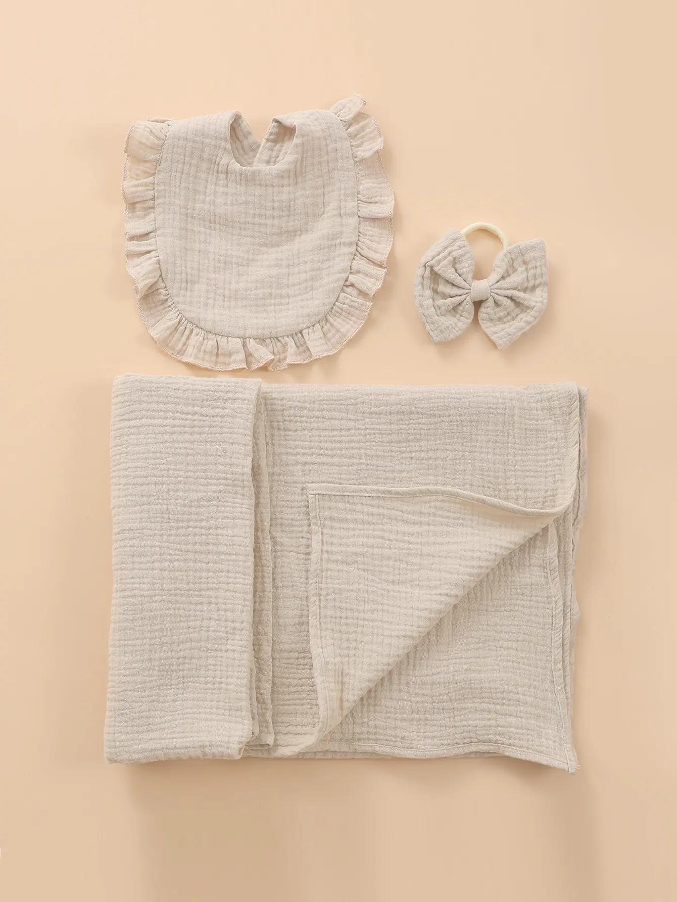 

Одеяло для новорожденных, комплект из 3 предметов, 100% хлопок, муслиновые одеяла, дышащее одеяло с нагрудником и бантом