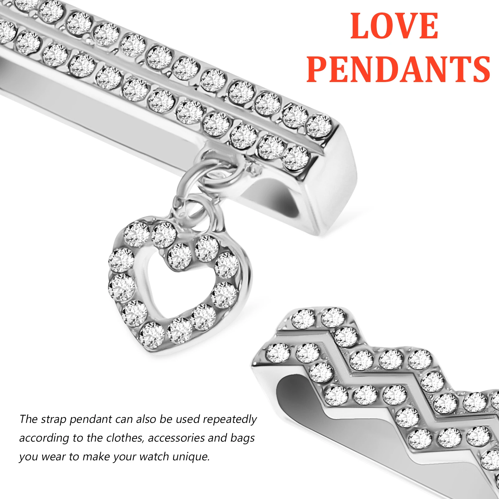 Accessori per la decorazione del cinturino dei gioielli con ciondoli per cinturini per orologi con ciondolo a forma di cuore squisito