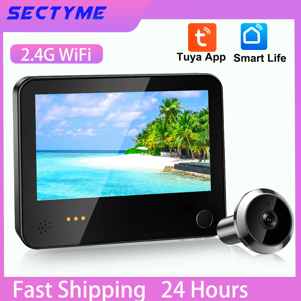 

Sectyme 4.3 Smart Home Digital Door Peepholes Outdoor Wireless Doorbell Camera WiFi Video Eye Home Security