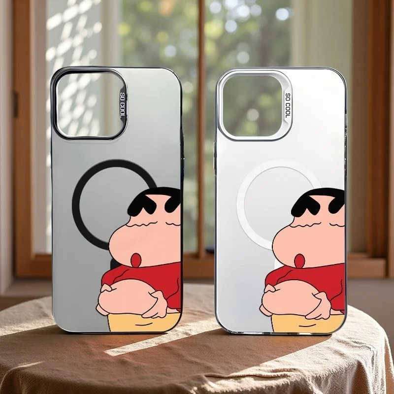 

Funny Crayon Shinchan Phone Case for iPhone 16 15 14 13 12 11 Pro Max Nohara Shinnosuke Shin-chan Magnetic for Magsafe Cover