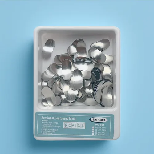 Kit de banda de matrices contorneadas seccionales de matriz Dental, anillos de Metal, materiales de matriz de odontología, formación de ortodoncia, 100 Uds.