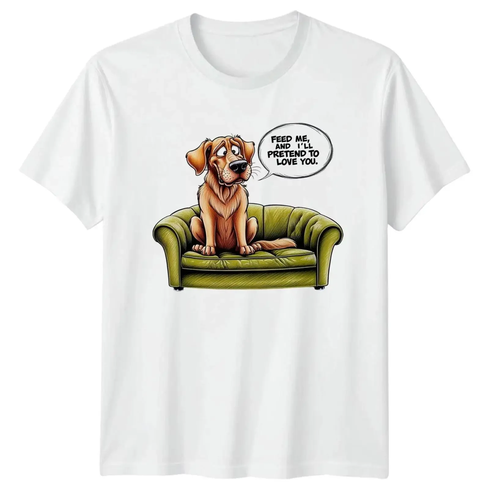 Feed Me And Ill Pretend T Shirt Golden Retriever Birthday for Him Her vintage Washed Comfortable Unisex homme Casual Versatile
