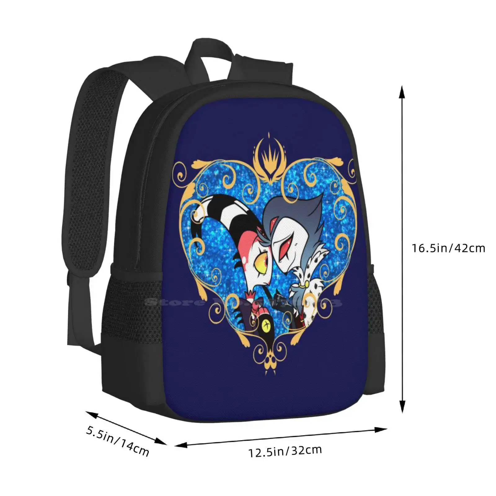 Helluva Boss Stolas And Blitzo Heart Frame Hot Sale Schoolbag Backpack Fashion Bags Helluva Boss Blitzo Stolas Vivziepop Stolitz