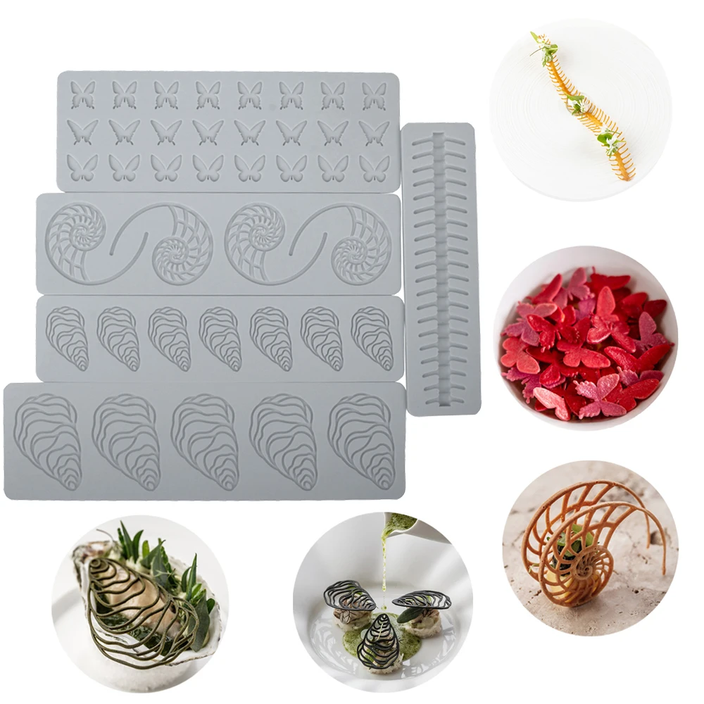 Image of Fishbone Schmetterling Geometrische Linien Textur Sugarcraft Silikon Pad Spitze Matte Schokolade Chip Dekoration Werkzeuge Küche Fondant Form