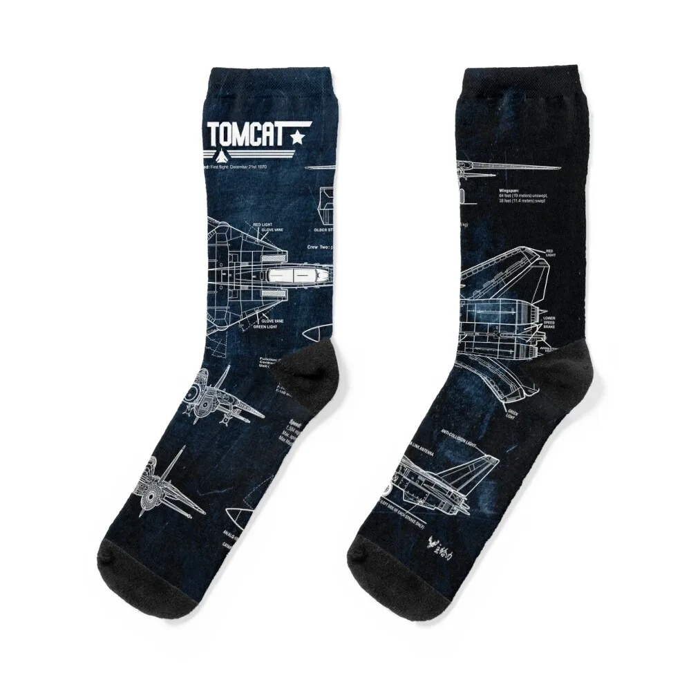 

Tomcat F-14 Blueprint Tapestry USAF Navy Socks cute winter gifts Designer Man Socks Women's
