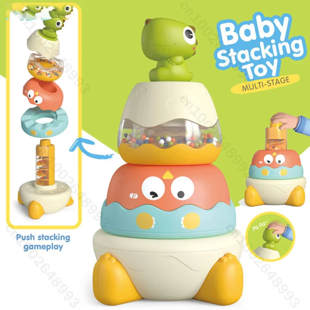 아기 쌓기 장난감 회전 무지개 타워 어린이 운동 능력 발달 게임 회전 쌓기 장난감 교육용 선물 크리스마스