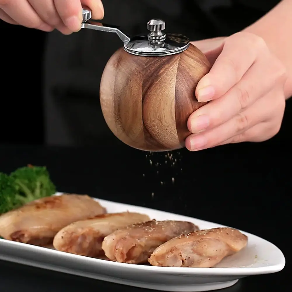 

Wooden Spherical Pepper Grinder Ceramic Grinding Core Large Capacity Manual Pepper Grinder Hand-cranked Salt and Pepper Bottle