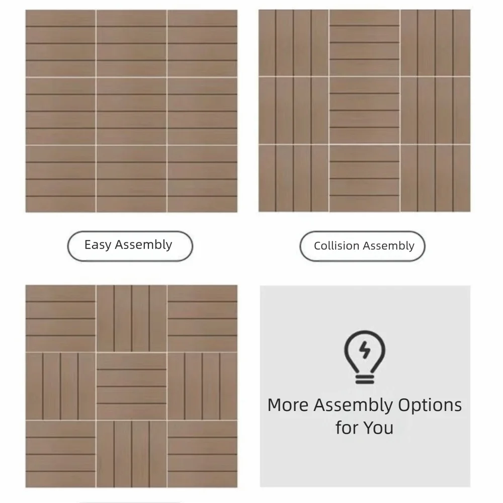 พื้นระเบียงกันสนิม ไม้พลาสติกกันน้ำ ทนทานต่อการสึกหรอ ประกอบเองได้ สำหรับลานบ้าน