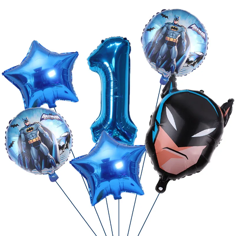 6 sztuk DC Superhero foliowa zestaw balonów urodzinowych 32 \'\'numer Batman dekoracje dla dzieci balon Baby Boy materiały na przyjęcie urodzinowe