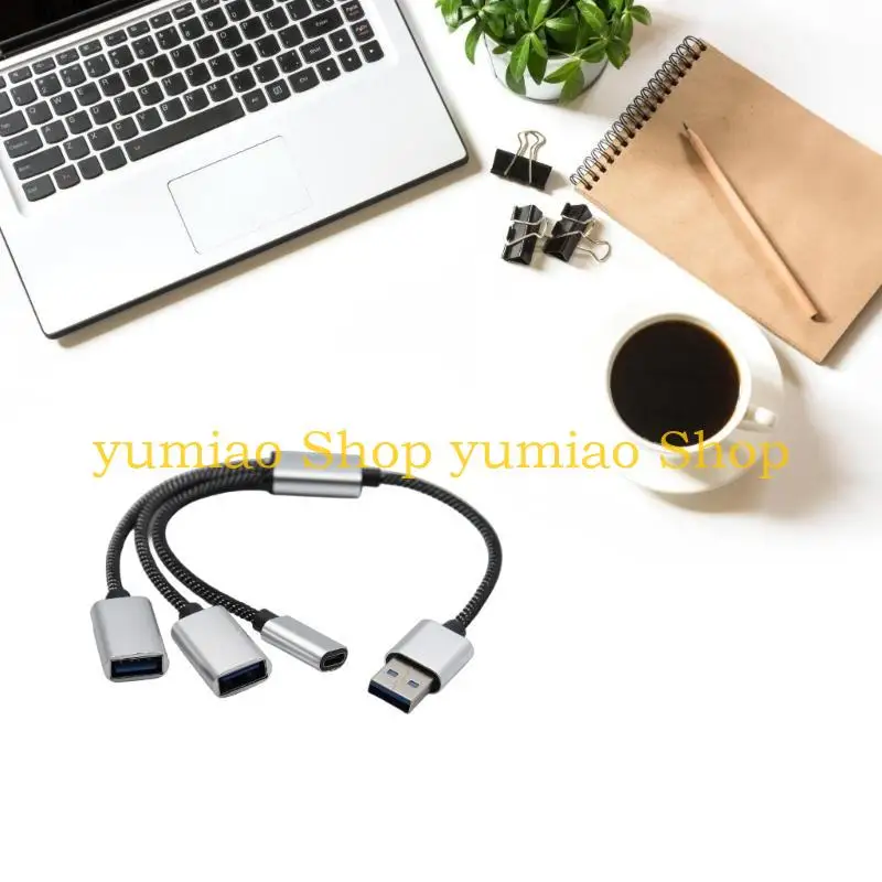 587B USB 2.0 Charging Cable, 1 Male to 3 Female Adapter, USB C Data and Charging Cord