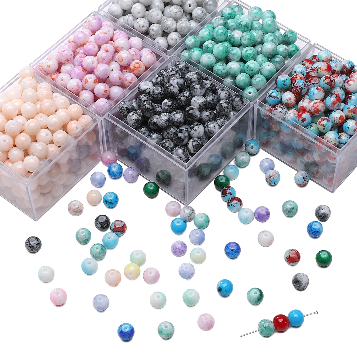 8mm 30Pcs Glass Halo Dyed Ceramic Beads, Unique Loose Beads, Handmade DIY Jewelry Bracelets, Earrings, Accessory Materials