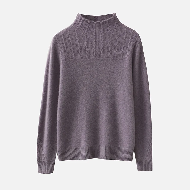 Women Winter Sweaters 100% Pure Wool Pullovers High Collar Long Sleeve Standard Cashmere Knitwears 2024 Autumn/Winter Female Top