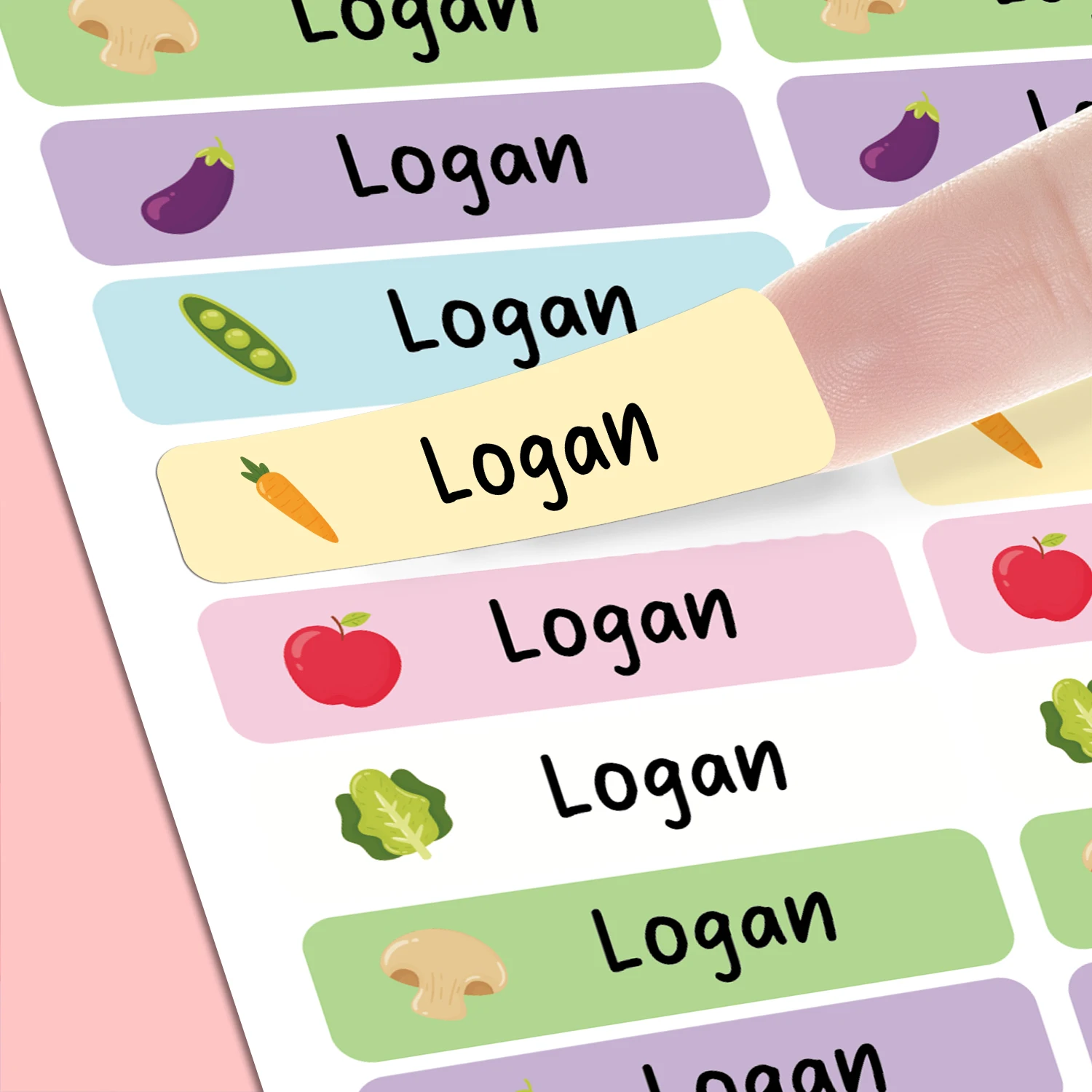 Etiqueta autoadesiva à prova d'água, etiquetas de nome de vegetais, etiquetas personalizadas de jardim de infância para crianças, papelaria escolar