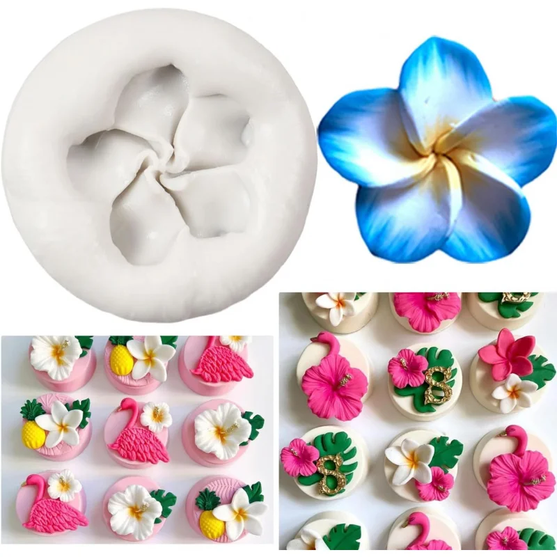 فرانجيباني بلوميريا زهرة سيليكون فندان قوالب كب كيك توبر كعكة الشوكولاته الديكور الحلوى السكر بوليمر كلاي غو