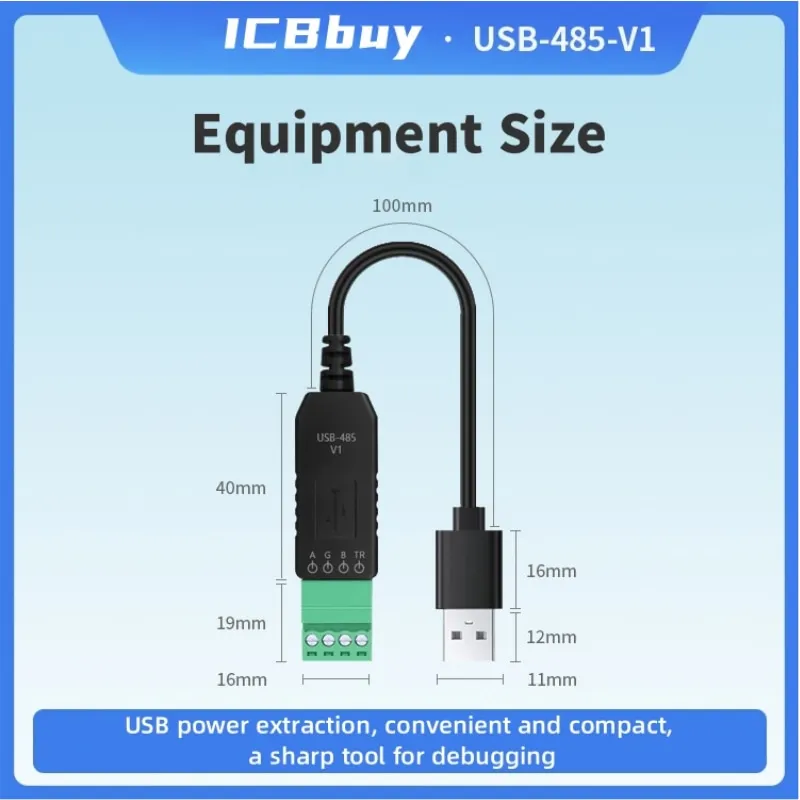 Módulo de comunicação PLC Serial Port Converter, Industrial Grade, USB para 485, CH340