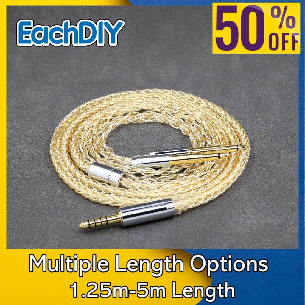 

8 Core 99% 7n Pure Silver 24k Gold Plated Earphone Cable For Meze 99 Classics NEO NOIR Headset Headphone 8418