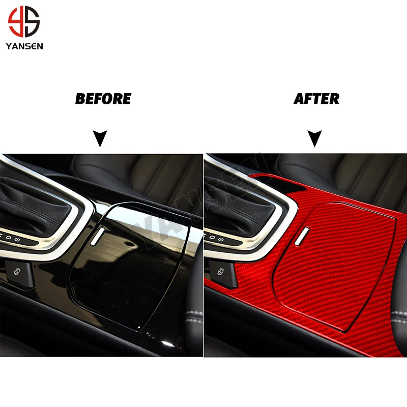 

Decorative For Ford Edge 2015-2019 Carbon Fiber Central storage cup Panel Trim Cover Interior Accessories Car Stickers