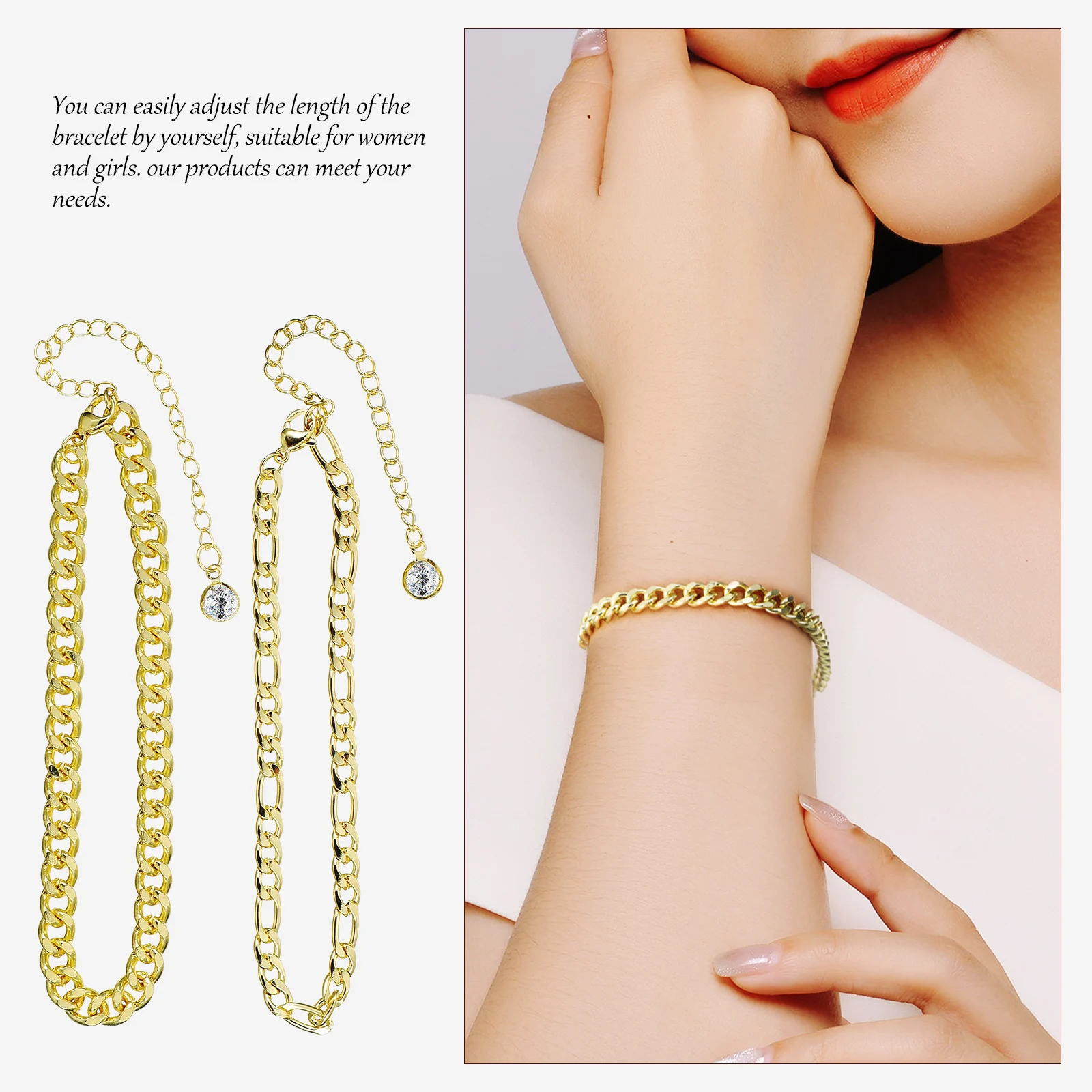 

8Pcs Bracelet Set for Women Girls Elegant Adjustable Link Bracelets Layered Fashion Jewelry Gift Bracelet for Women