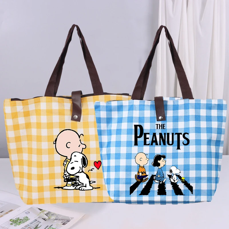 

New Snoopys Shoulder Bags Boy Girl Cartoon Anime Pattern Crossbody Bag Large Capacity Handbag Storage Shopping Bag Birthday Gift