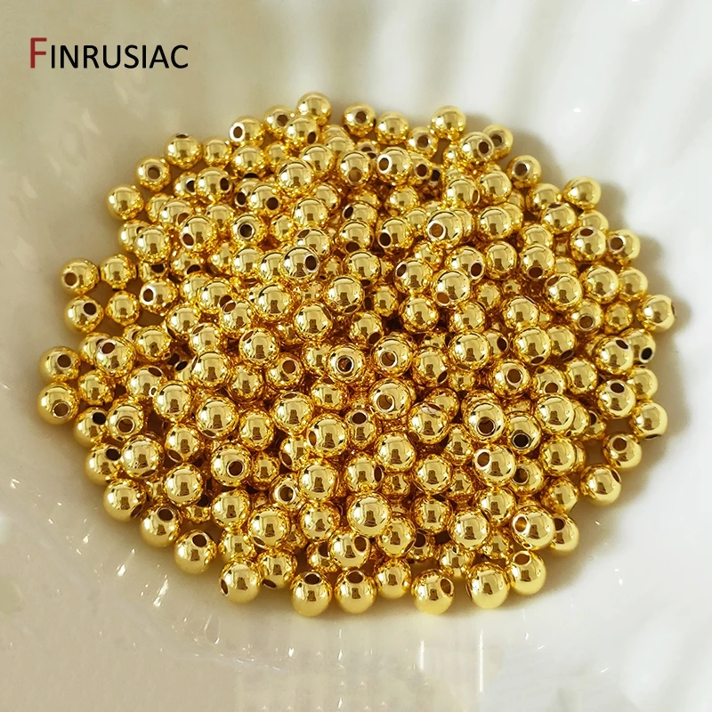 14/18K vergoldete runde Abstandsperlen aus Messing und Metall zur Schmuckherstellung, 2–6 mm Trenner für Perlen, Zubehör für Schmuck. – Detail 26