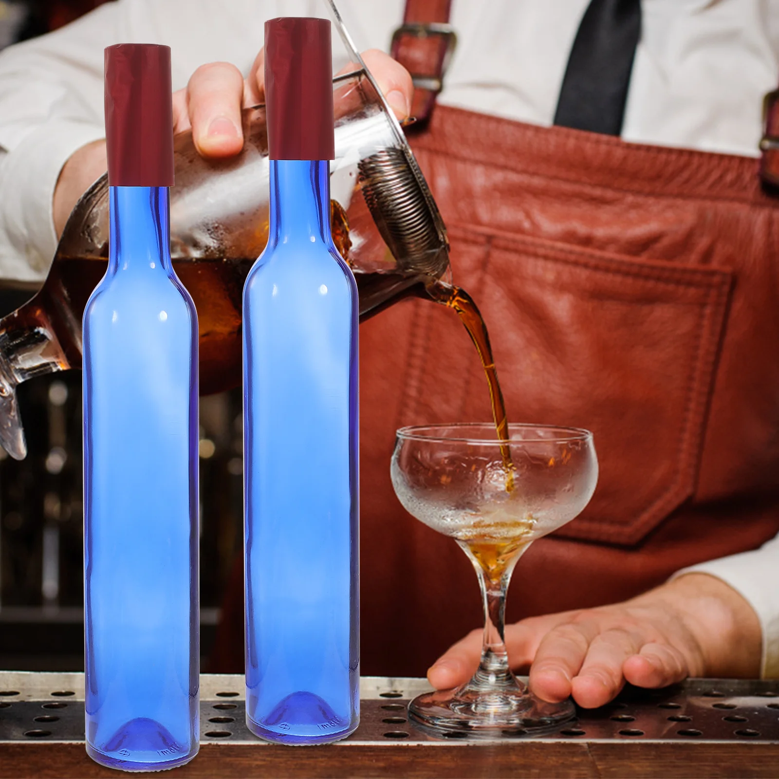 

2Pcs Glass Wine Bottles Empty Multipurpose Bottles for Wine Juice Drink Serving Decoration Glass Milk Bottle Juice Bottle