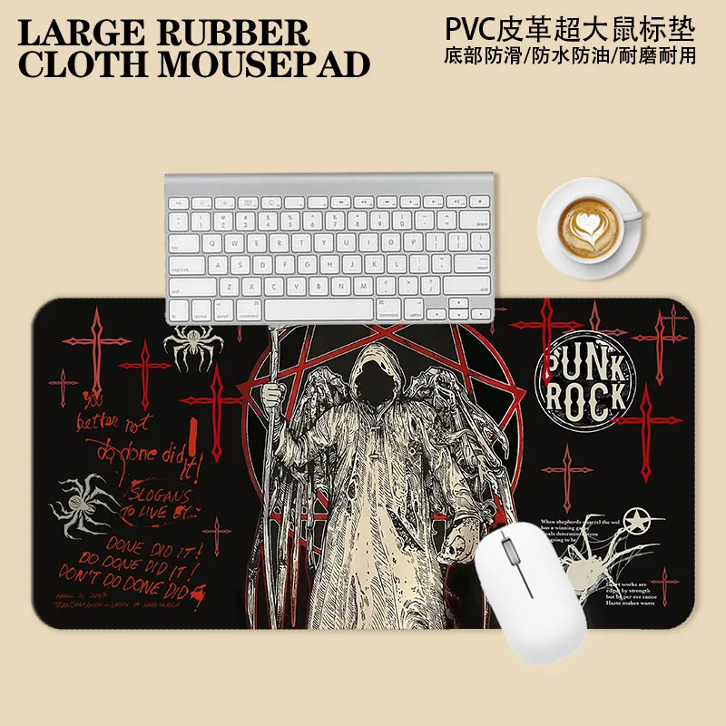 Tappetino per mouse gotico oversize originale Y2K Tappetino da scrivania impermeabile e antiscivolo in pelle punk per PC Tappetino per mouse grande per tastiera portatile