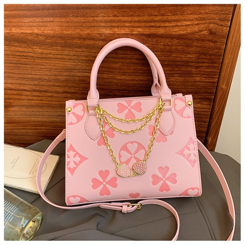 

Сумка на плечо, женская винтажная сумка-тоут с цепочкой и принтом, простая универсальная сумка, модная легкая роскошная текстовая сумка через плечо