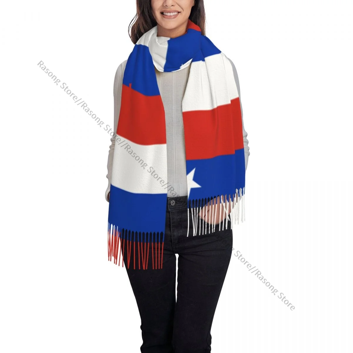 Flag Of Chile Scarf Winter Long Large Tassel Scarves Soft Wrap Pashmina