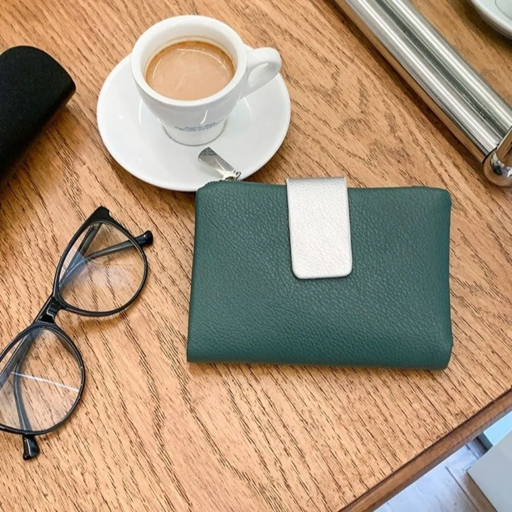 Casual Ultra Thin Two Fold Wallet Short Zipper Coin Pouch Japanese Multi-function PU Leather Card Holder Card Storage Bag