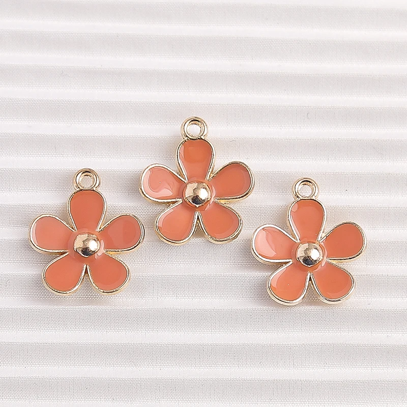10 Stück 18 x 23 mm niedliche bunte Emaille-Blumen-Charms-Anhänger für Halsketten, Ohrringe, Armbänder, DIY, handgefertigtes Bastelzubehör – Detail 6