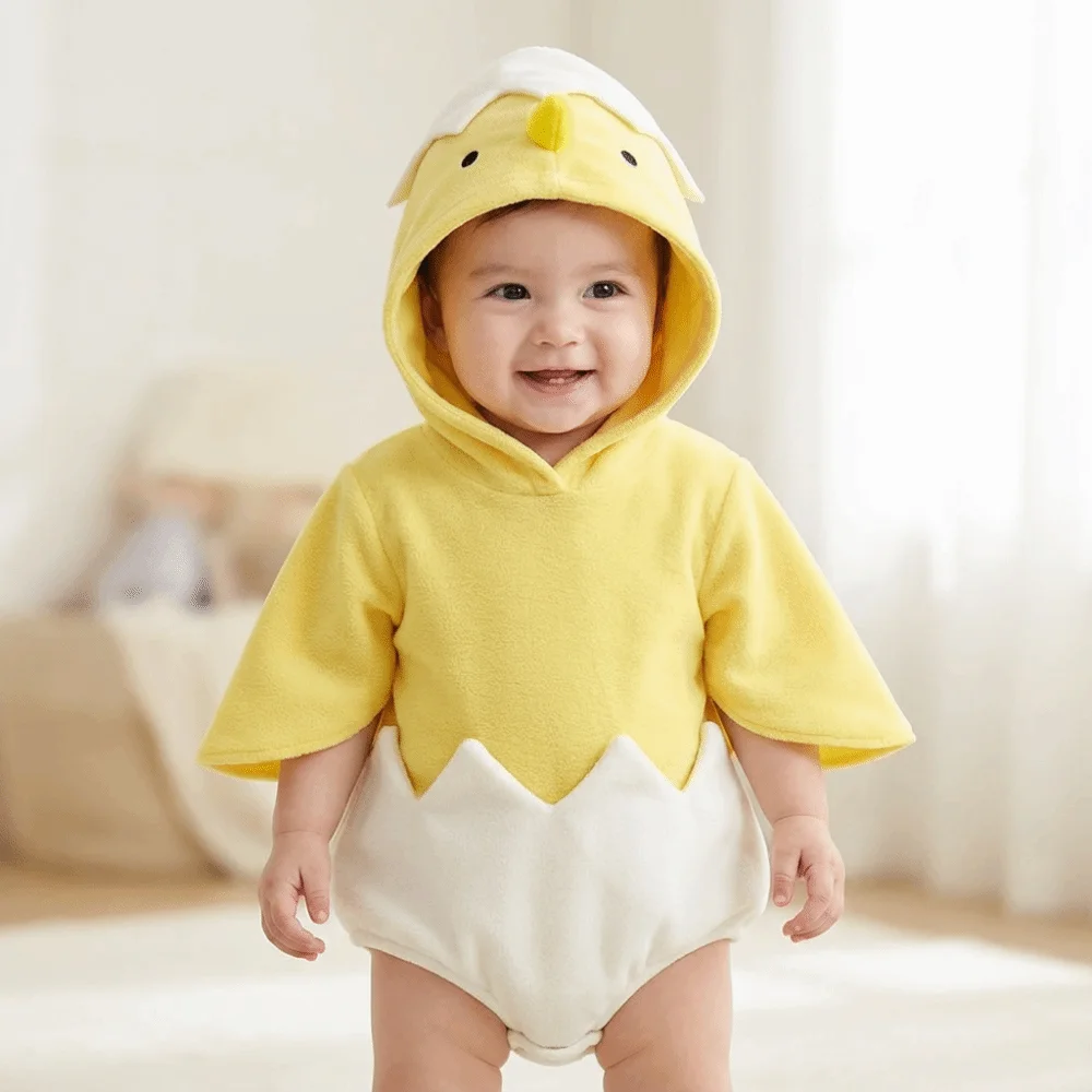 High Quality Cute Cartoon Hatching Chick Costume Funny Soft Cosplay Chicken Animal Costume Hoodie Romper Easter Clothes