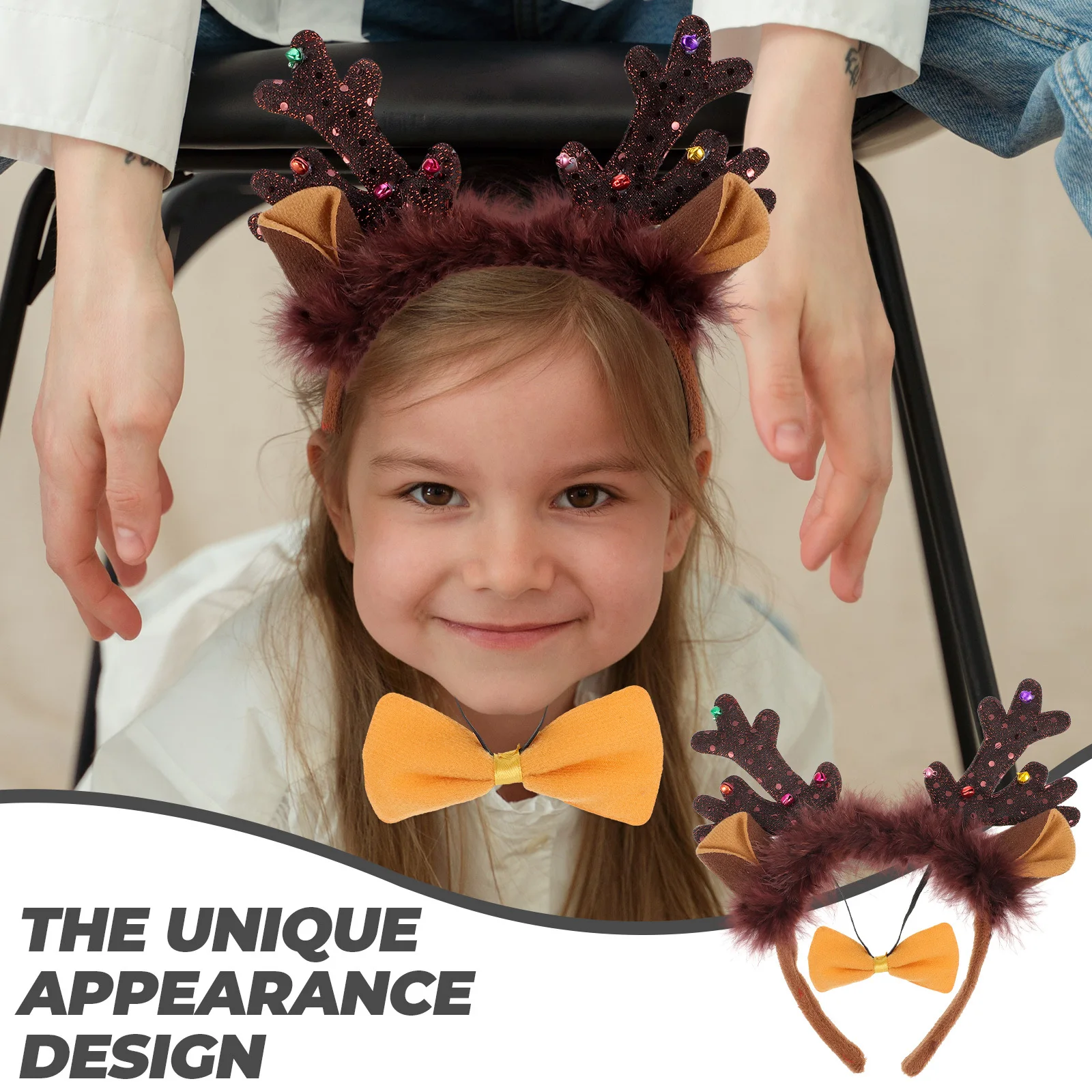 

1Set Elk Antler Hair Hoops Xmas Party Headwear Christmas Gift for Her Holiday Hair Accessory Festive Party Decoration Set