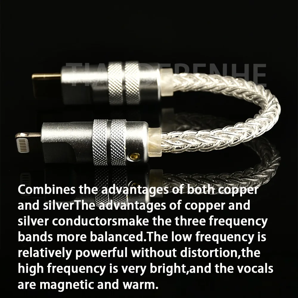 Tiandirenhe upgrad HiFi OTG Cable Type-C to type-c/ios pure silver cable for i Phone15 16 17 Max Android Lossless transmission image 5