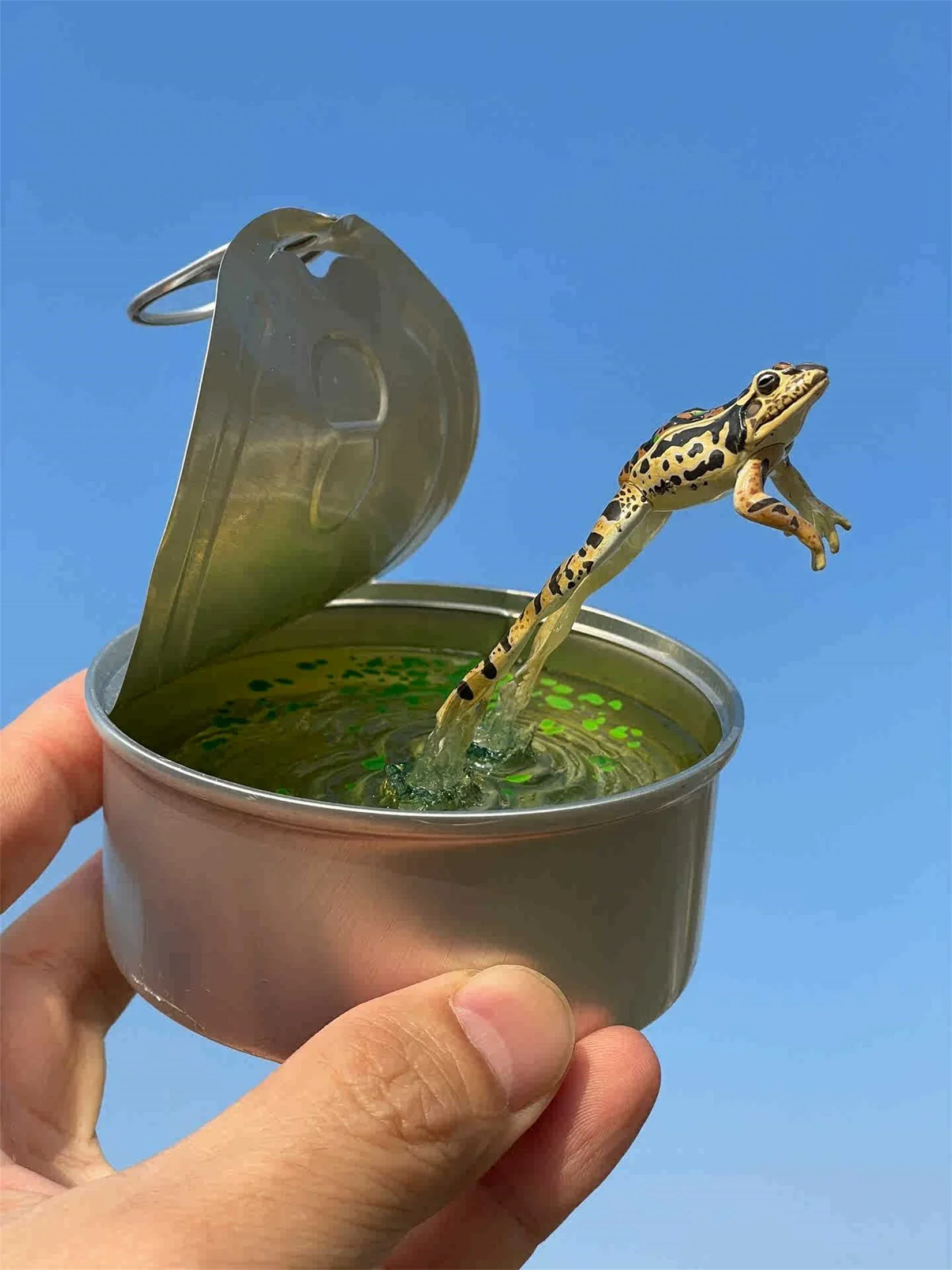 Small Animals in Can Model Frog Goldfish Flying Fish Dragonfly Brazilian Tortoise Animal Statue Adult Collection Toy Decor Gift