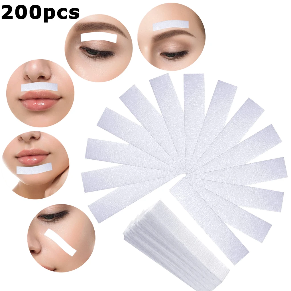 200Pcs Painless Depilatory Wax Strips Fast Facial Body Hair Removal Patches for Bikini Legs Arms Nonwoven Epilator Waxing Strips