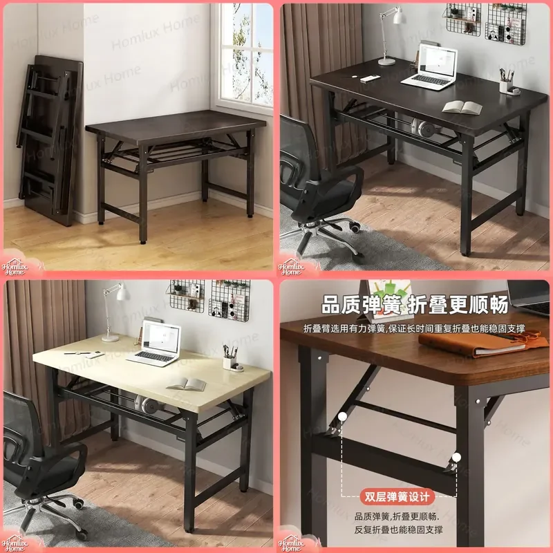 Folding Computer Desk Rectangular Desktop Table for Home Bedroom Small Study Writing Station Simple Space Saving Work Surface