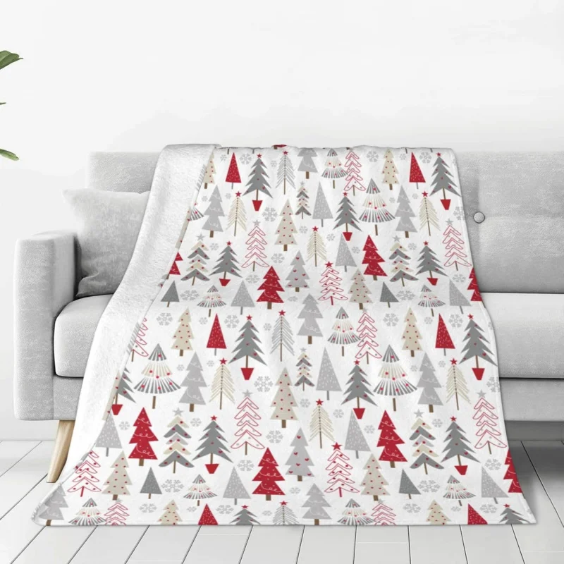 

Merry Christmas blanket, Pine white winter sofa blanket, flannel lightweight soft blanket, 50x40 inches