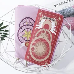 Handheld Cartoon Card Captor Sakura Anime Girls Star Moon Long Zip Wallet Wing Cosplay Kawaii PU Wallet Print Zero Wallet Studen