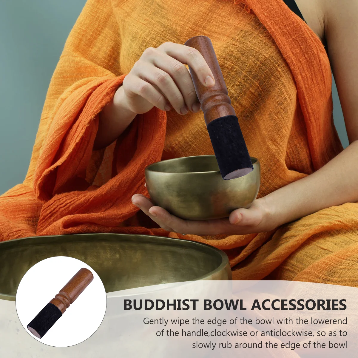 

Singing Bowl Stick Buddha Sound Mallet Ornaments Set Striker Nepalese Meditation for