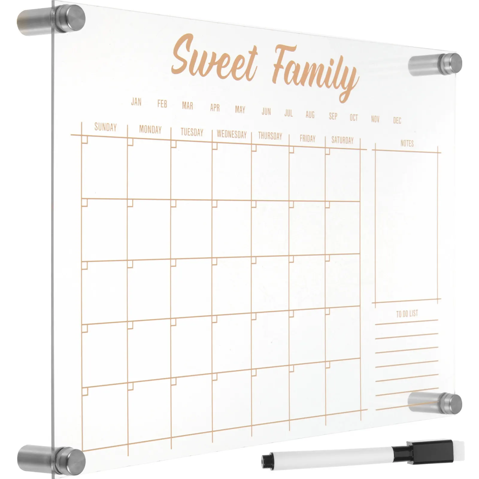 

1Set Acrylic Dry Erase Weekly Planner Board Magnetic Fridge Calendar Clear Whiteboard for Home Office Party Wedding Birthday