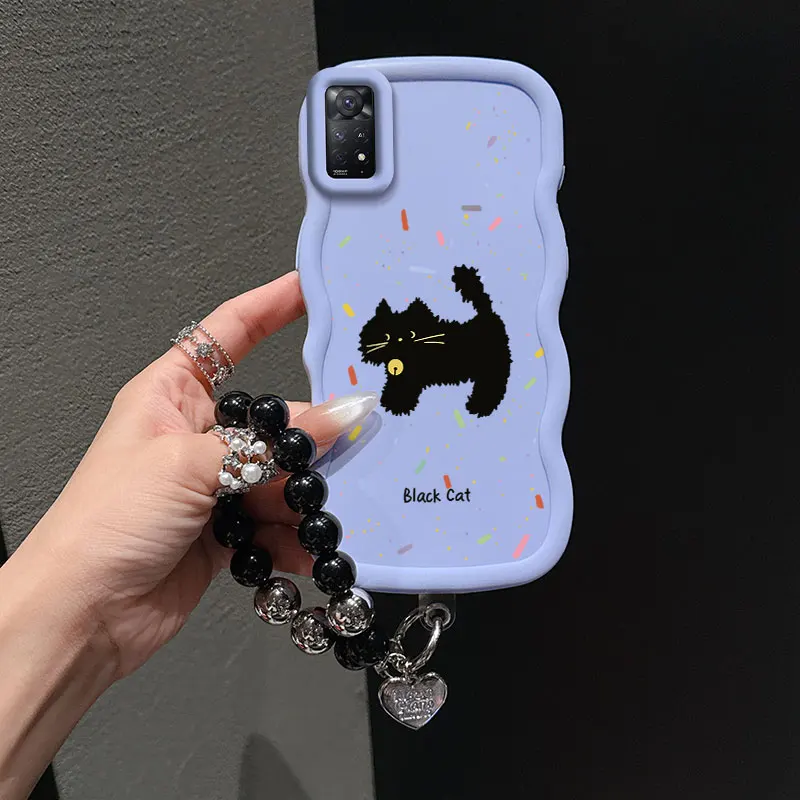 Cocok Untuk Redmi Note 11Pro 5G Casing Kucing dengan Lonceng Terbuat Dari Bahan Fleksibel Anti Gores Dan Tali Gantungan Modis