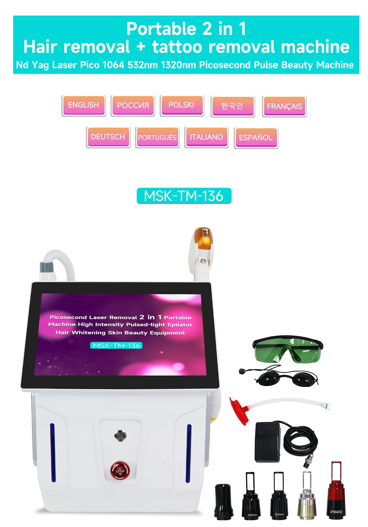 808nm FAC Diode Hair Removal Laser Picosecond 10Bars ND YAG Pico Laser Tattoo Pigment Scar Ice Painless,Skin Care Beauty Machine view 2